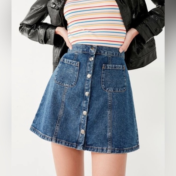 Urban Outfitters Dresses & Skirts - Urban Outfitters BDG Denim Button-Front High-Waisted Blue Mini Skirt, Size XS